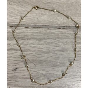 Goldtone 13" Children Necklace w/ Faux Pearls Vintage